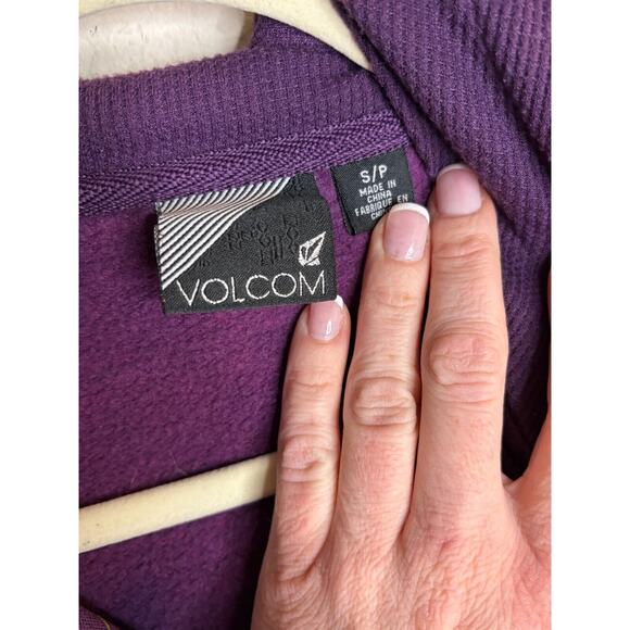 VOLCOM Purple Y2K Skater Striped Full Zip Gold Trim Hoodie Jacket SZ Small - Picture 3 of 7